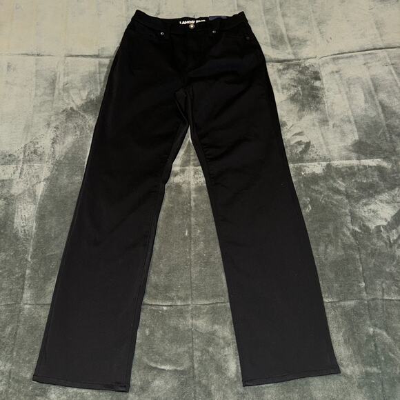 Lands' End High Rise Straight Leg Jeans Women's 4 Black 5-Pockets Dark Wash - Picture 1 of 8